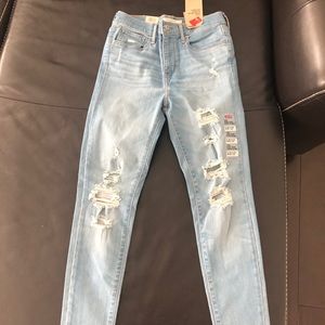 High rise super skinny Levi jeans light blue
